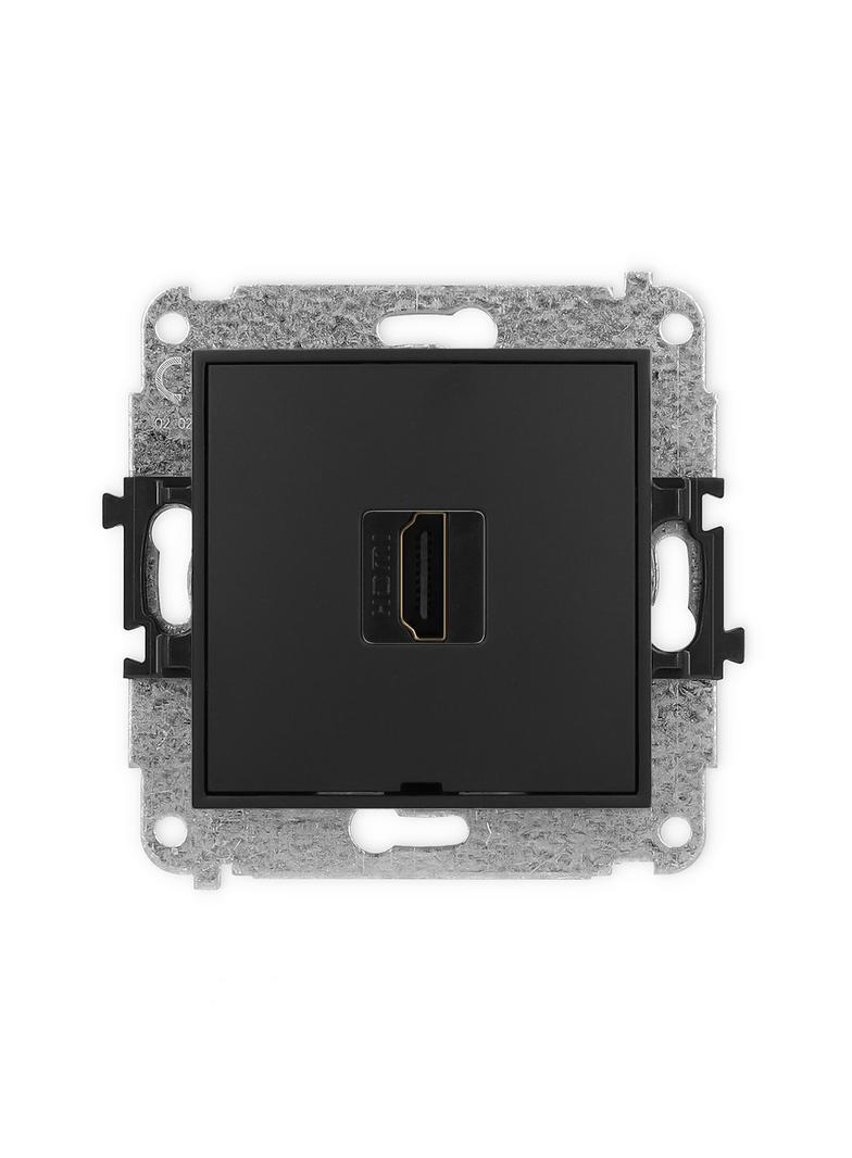 MINI Mechanizm gniazda pojedynczego HDMI 2.0, bez pola opisowego czarny mat