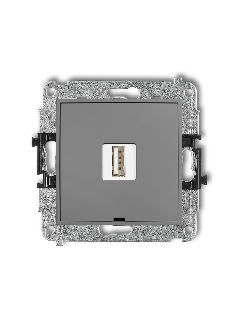 MINI Ładowarka USB pojedyncza USB A, 5W max., 5V, 1A, bez pola opisowego szary mat 27MCUSBBO-1 KARLIK