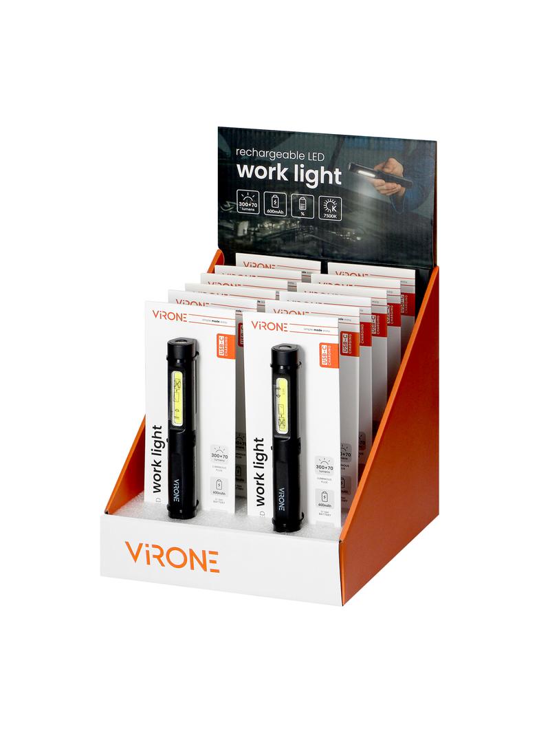 Latarka warsztatowa LED, 5+3W, 300lm+70lm, 600mAh, magnes, klips