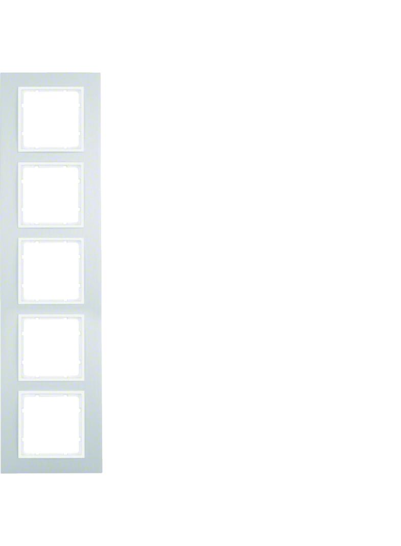 BERKER B.7 Ramka pięciokrotna aluminium/biała mat 10156914 HAGER