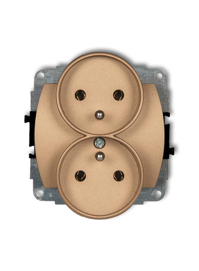 TREND Mechanizm gniazda podwójnego do ramki poziomej z uziemieniem 2x(2P+Z) (przesłony torów prądowy