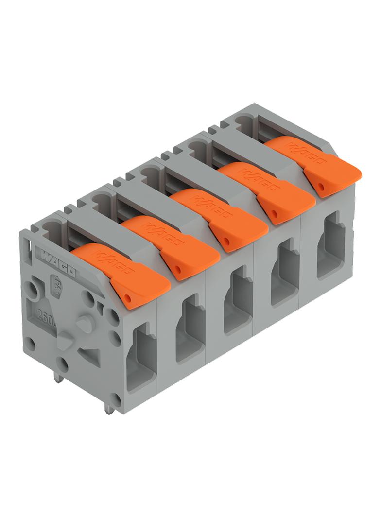 Złączka do płytek drukowanych dźwignia 4mm2 RM 7,5mm 5-bieg szara /50szt./ 2604-1305 WAGO