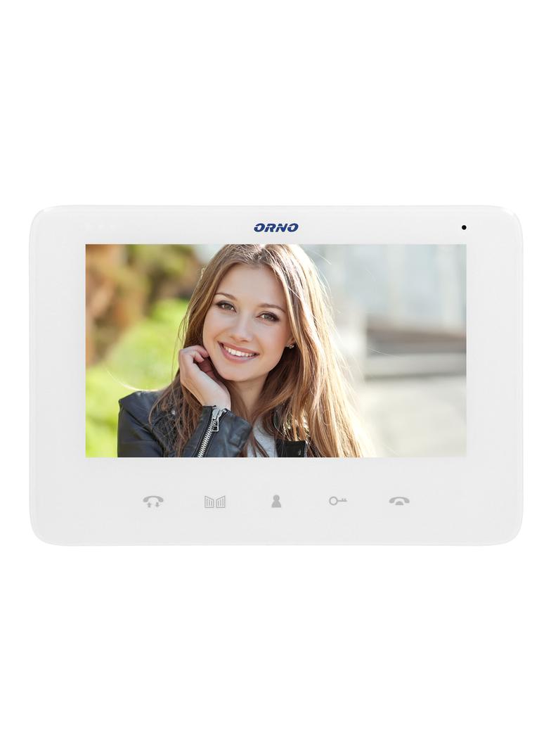Zestaw wideodomofonowy, bezsłuchawkowy, kolor, LCD 7'', interkom, z szyfratorem, natynkowy, biały, SC OR-VID-VP-1073/W ORNO