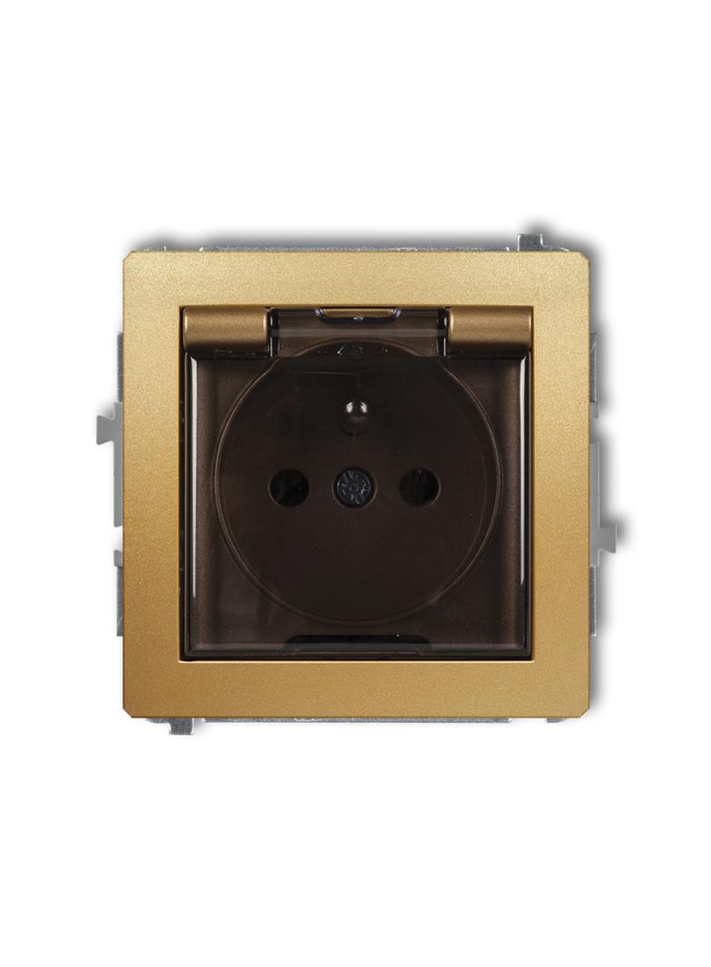 DECO Mechanizm gniazda bryzgoszczelnego z uziemieniem 2P+Z (klapka dymna, przesłony torów prądowych)