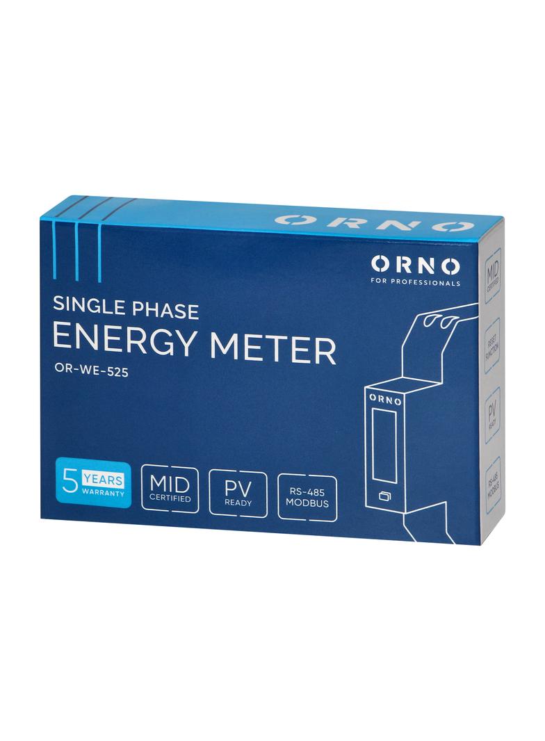 1-fazowy licznik energii elektrycznej, dwukierunkowy, 100A, port RS-485, MID, 1 moduł, DIN TH-35mm OR-WE-525 ORNO
