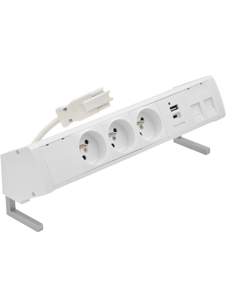 Simon 480 TS48-410E30BK0-33 Biurkowy zestaw gniazd 3 gn. typ E + ładow. USB A+C i płytka dla 2 złącz 48410E30BK00000-33 KONTAKT