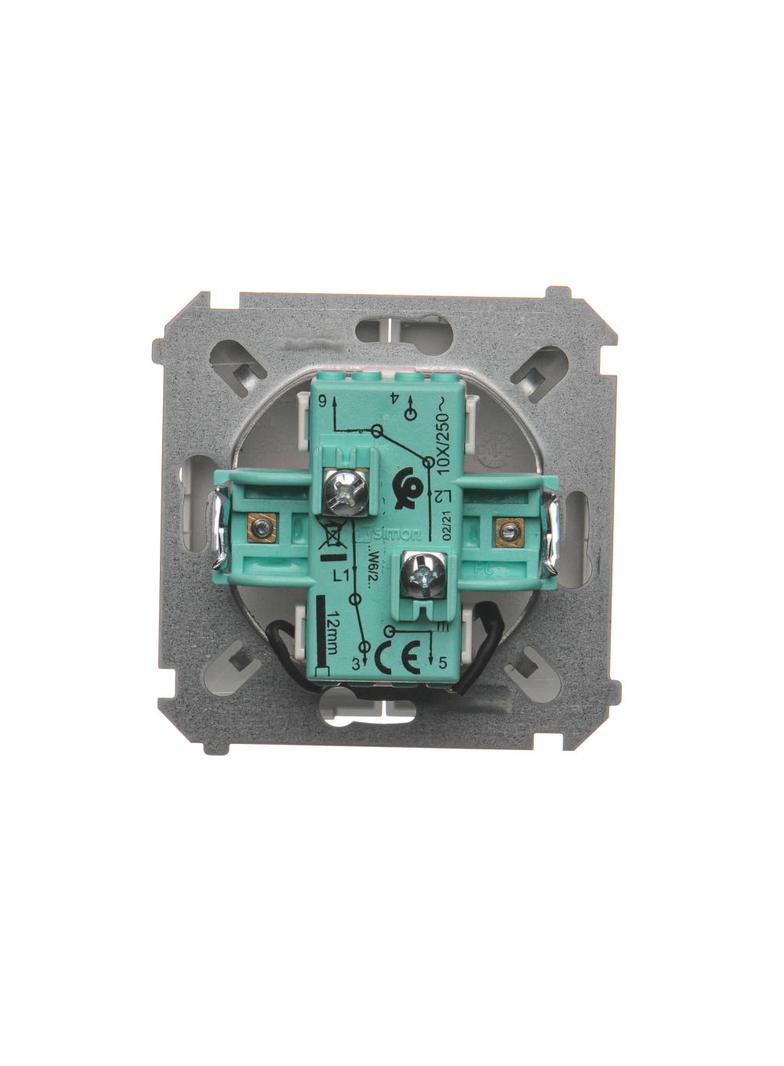 Simon Basic Łącznik schodowy podwójny z podświetleniem LED 10A 250V zaciski śrubowe srebrny mat BMW6/2L.01/43 KONTAKT