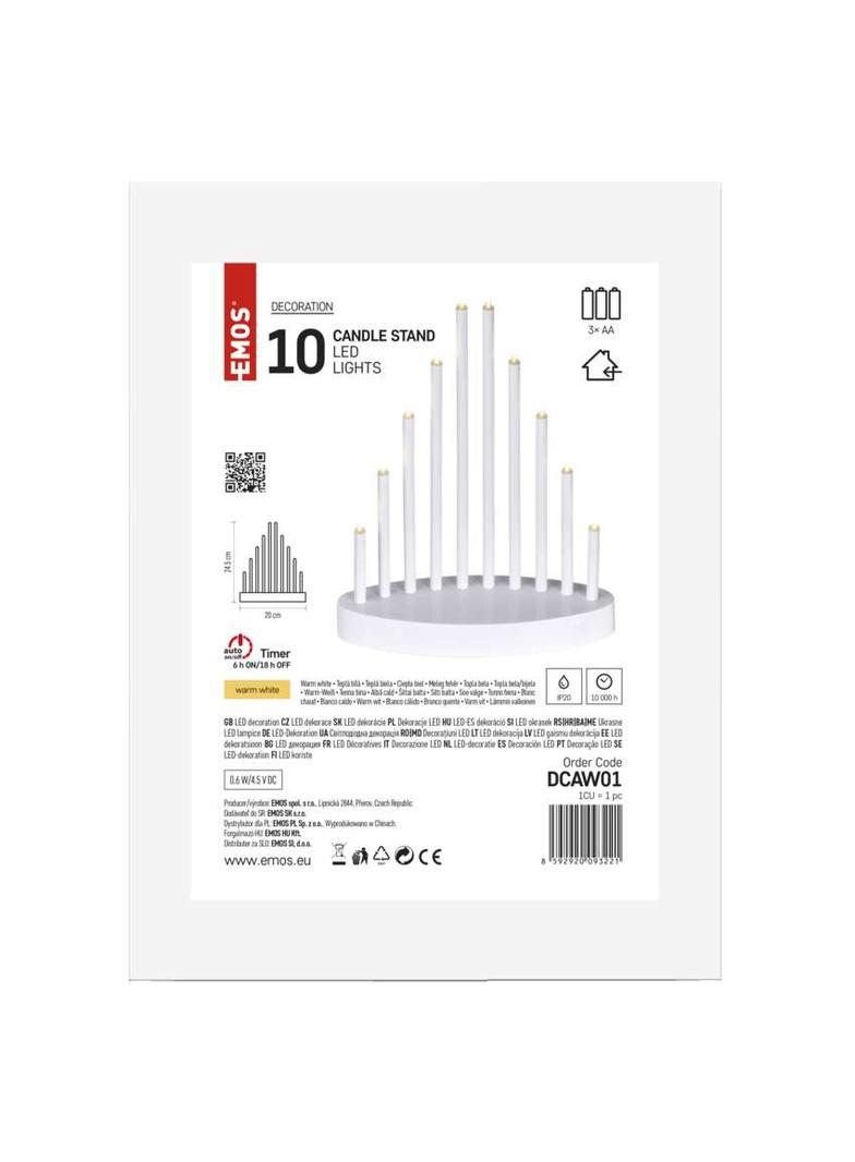 Świecznik biały 10LED 25cm ciepła biel IP20 timer DCAW01 EMOS