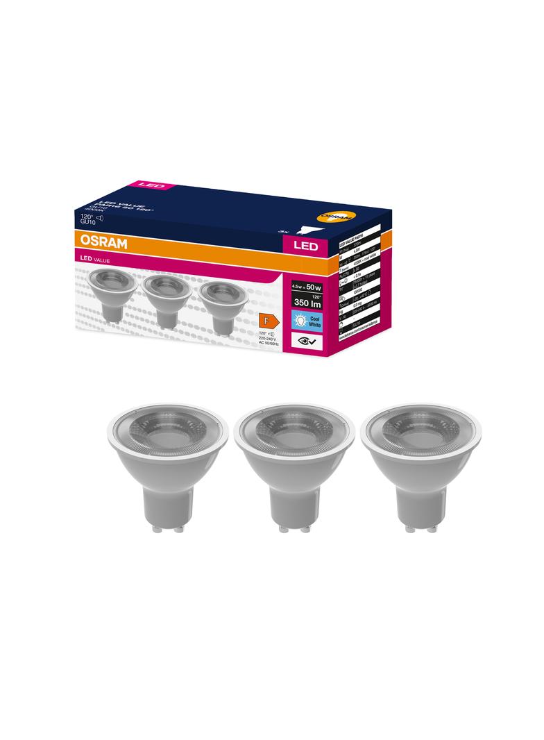 Żarówka LED x3 PAR16 Reflektor GU10 4.5W = 35W 350lm 4000K Neutralna 120° VALUE Osram