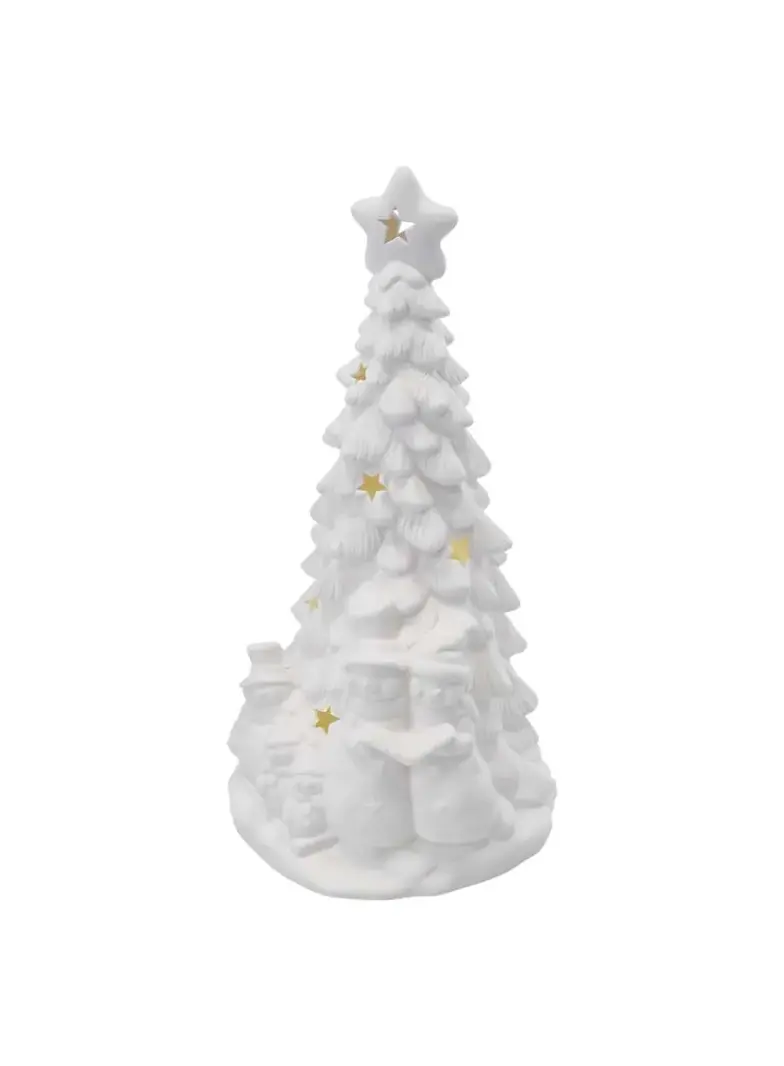 Dekoracje - 4 LED choinka ceramiczna 33,5 cm 2x AA, ciepła biel, IP20