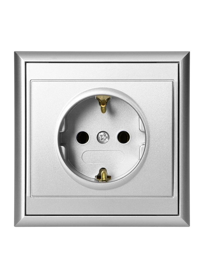 Gniazdo pojedyncze podtynkowe 2P+Z, Schuko Luna, 16A, 250V, PT-17L, srebrny
