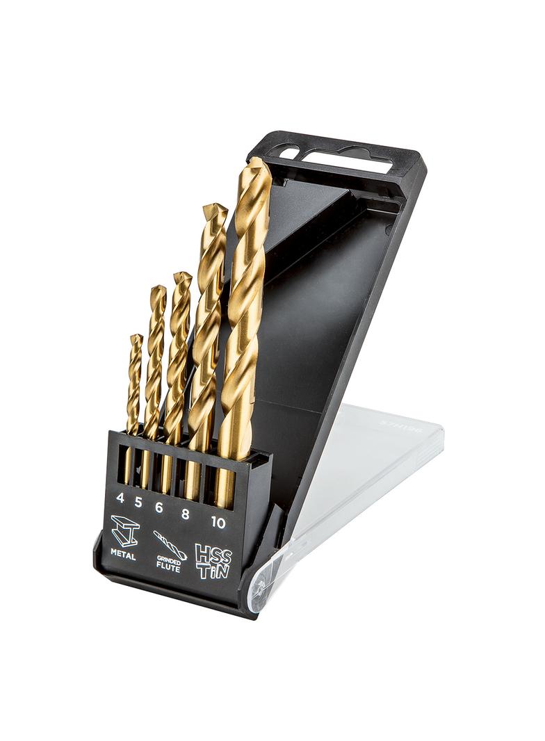 Wiertła do metalu HSS-TiN , 4.0 - 10 mm, zestaw 5 szt.