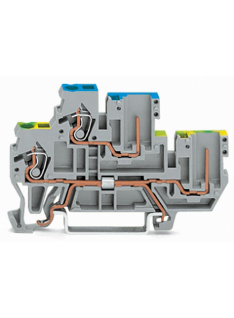 X-COM dwupiętrowa złączka bazowa 1-przewodowa/1-pinowa PE/L szara