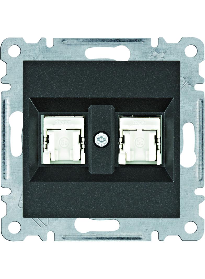 lumina Gniazdo komputerowe podwójne RJ45 kat.5e FTP, czarny