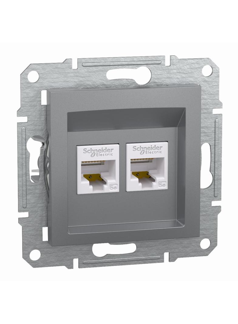 Asfora, gniazdo komputerowe 2x RJ45 kat.5e, UTP, bez ramki, stal