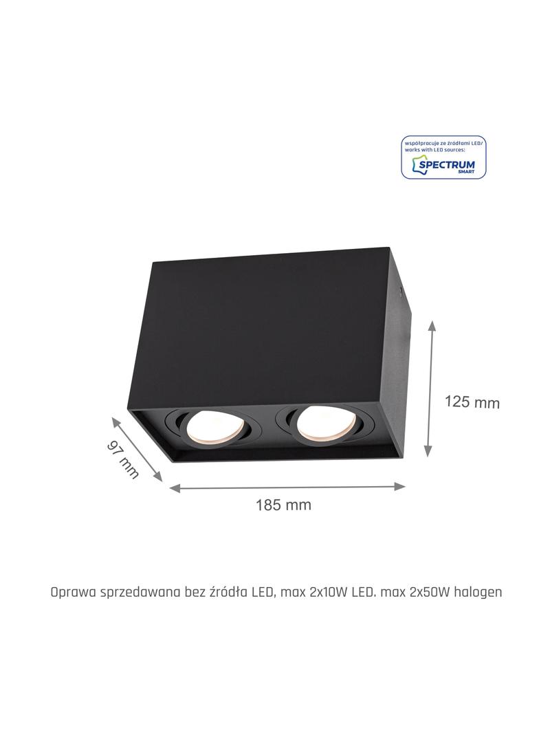 CHLOE DUO 2xGU10 IP20 prostokątna czarna oczko regulowane