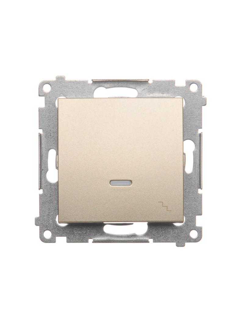 Simon 54 Łącznik schodowy z podświetleniem LED 10A 250V szybkozłączka złoty mat DW6L.01/44 KONTAKT