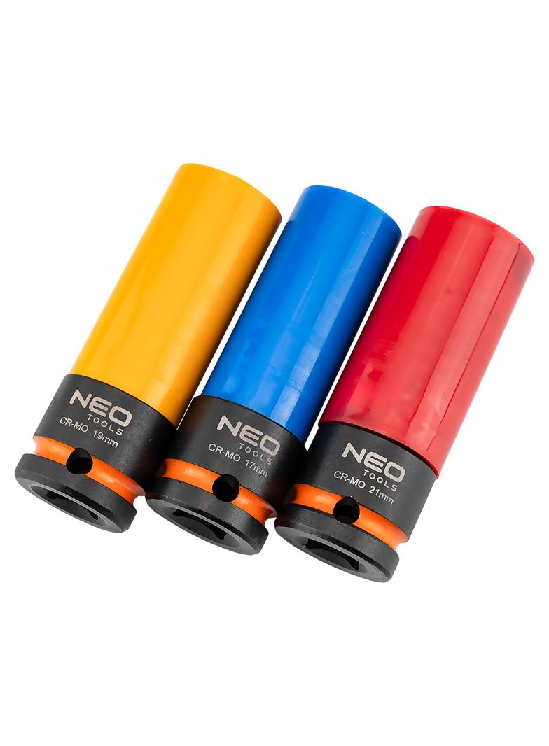 Nasadki do felg aluminiowych - zestaw 3 szt. (17 mm, 19 mm, 21 mm), Cr-Mo