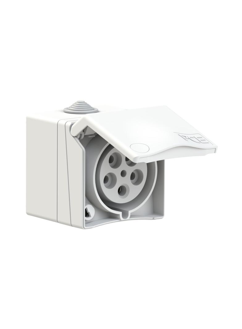 GNIAZDO ZABUDOWANE SERIA DESIGN IP44 gniazdo NADTYNKOWA przelotowe 32A 3P+Z+N 400V IP44