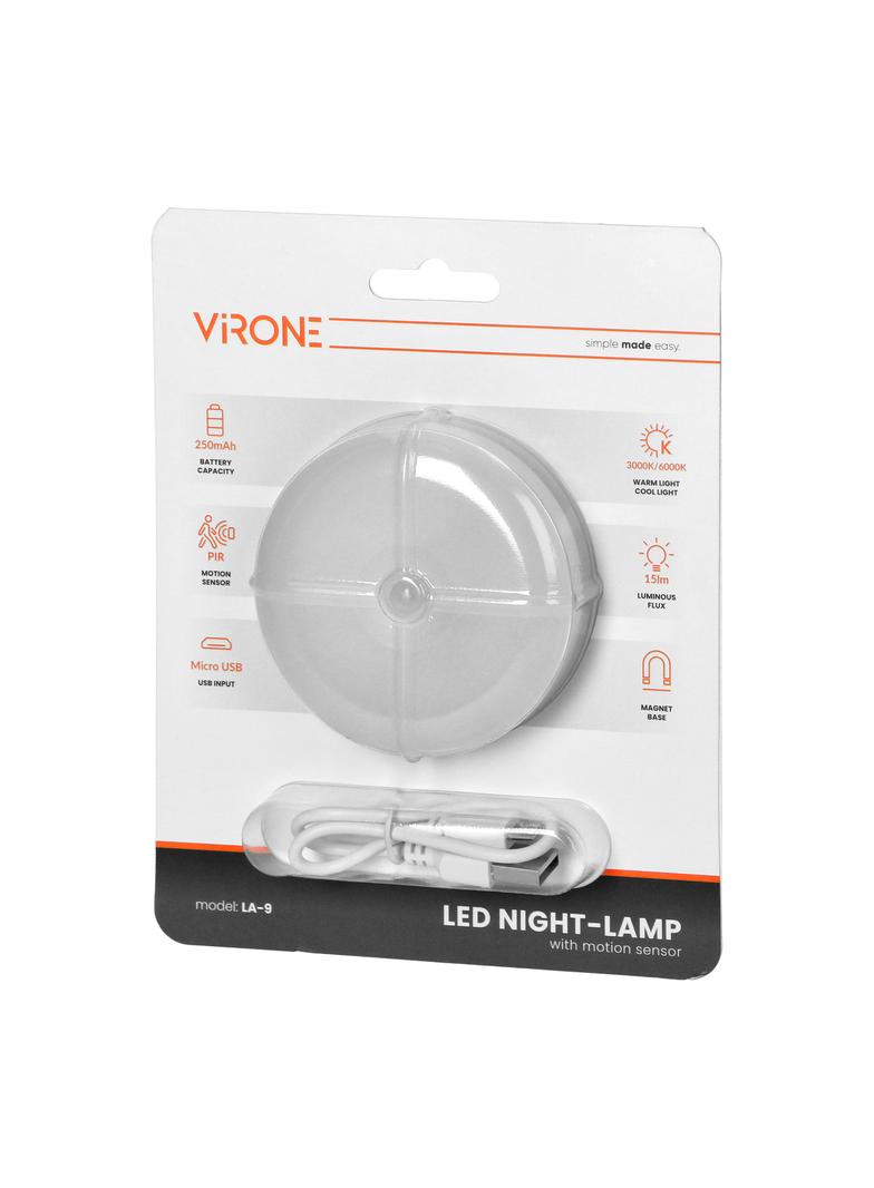 Lampka LED z czujnikiem ruchu, ładowalna, samoprzylepna, 3000/6000K