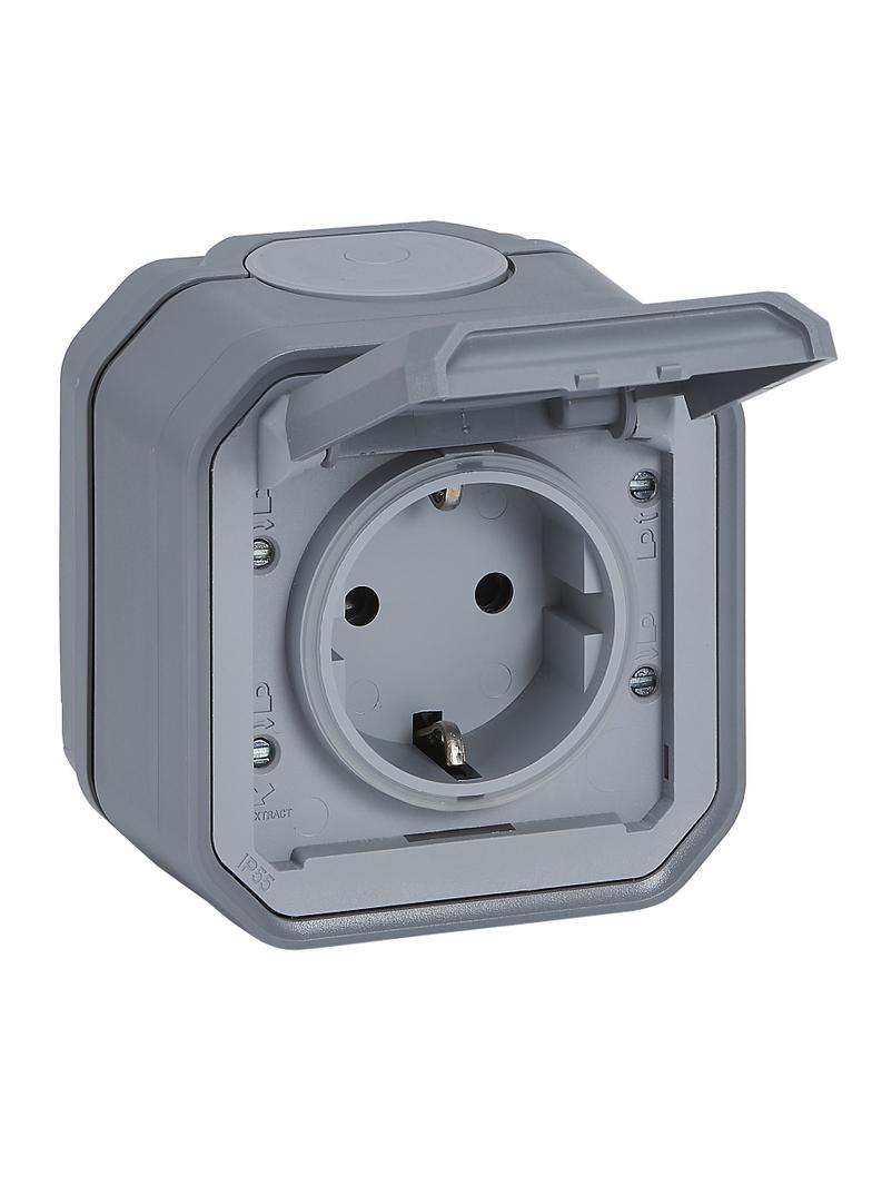 NOWE PLEXO - GN. SCHUKO 2P+Z ZACISKI AUTO KOMPLET NATYNKOWY 16 A-250V SZARE 069730L LEGRAND