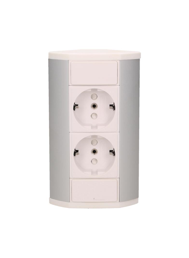 Gniazdo meblowe 2x2P+Z, schuko, biało-srebrne OR-GM-9005/W-G(GS) ORNO