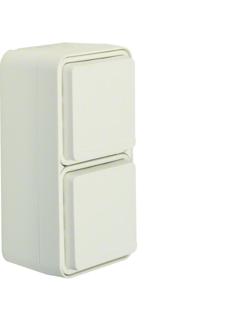 BERKER W.1 Gniazdo SCHUKO 2P+Z podwójne pionowe kompletne IP55 biały 47703522 HAGER