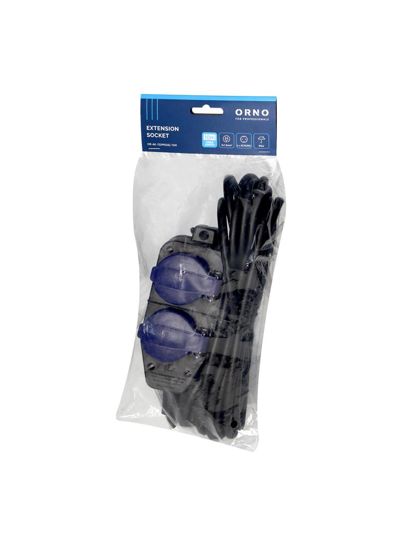 Przedłużacz warsztatowy bryzgoszczelny IP44, 4 gniazda (2+2) 2P+Z IP44, schuko, przewód gumowy, H05R