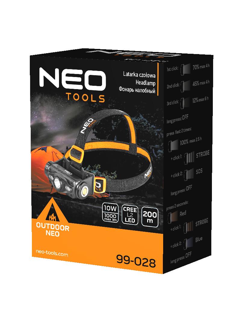 Latarka czołowa akumulatorowa USB 1000 lm czerwony/niebieski CREE LED + LED