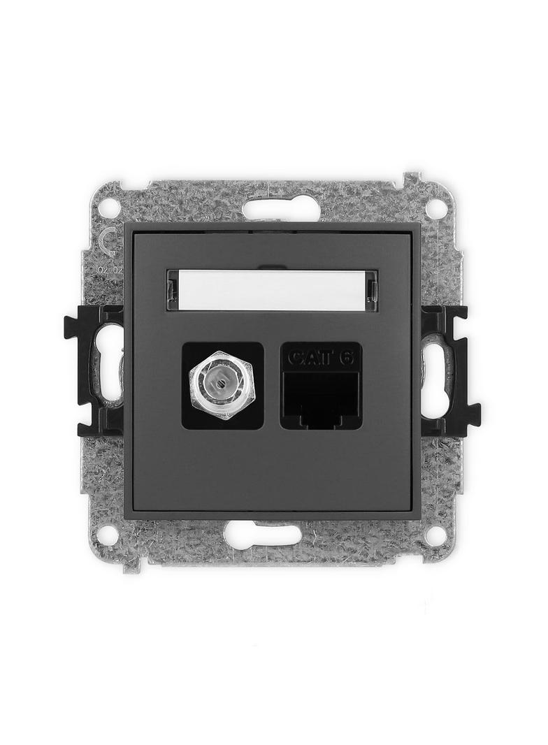 ICON Mechanizm gniazda antenowego poj. typu F (SAT) + gniazda komp. poj. 1xRJ45, kat. 6, 8-stykowy g