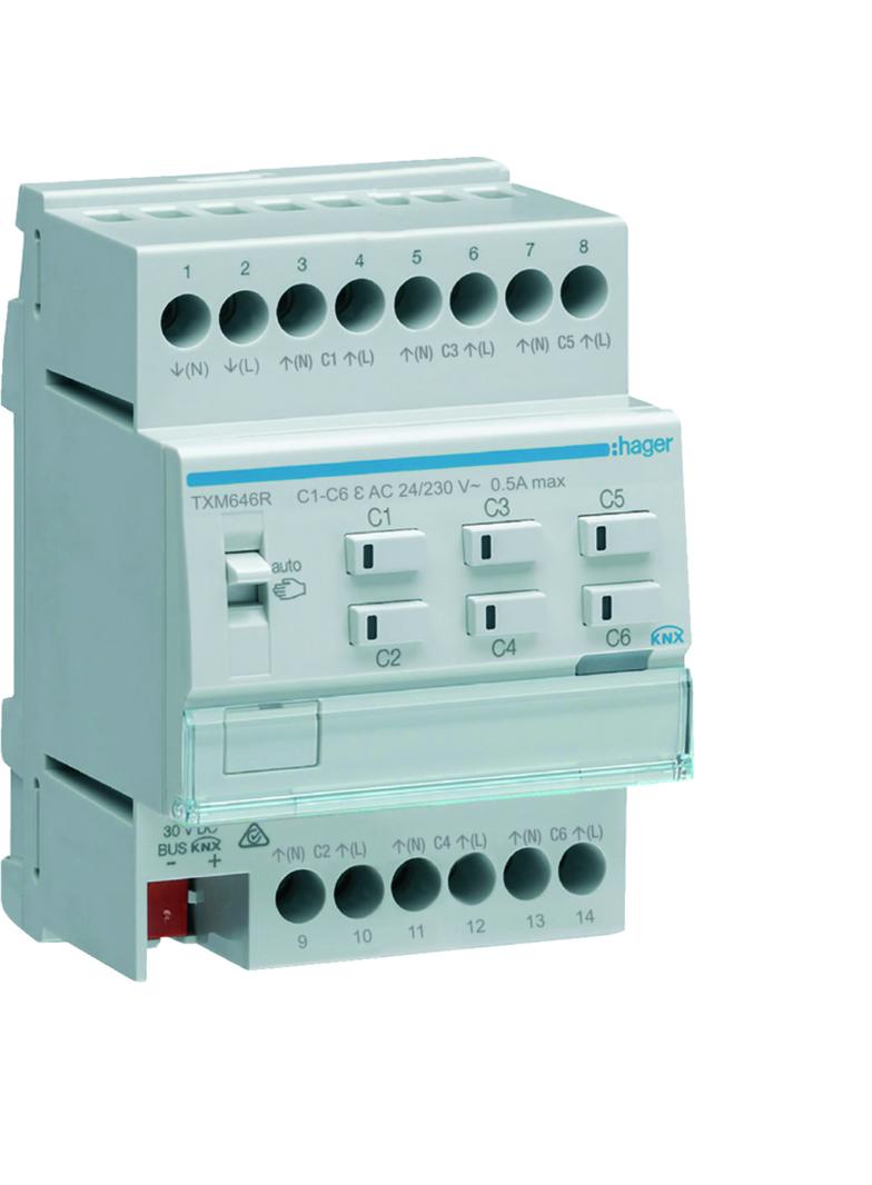 KNX e/s Elektroniczny sterownik grzewczy 6-kr z wbud. 12 reg. temp. 24/230 VAC