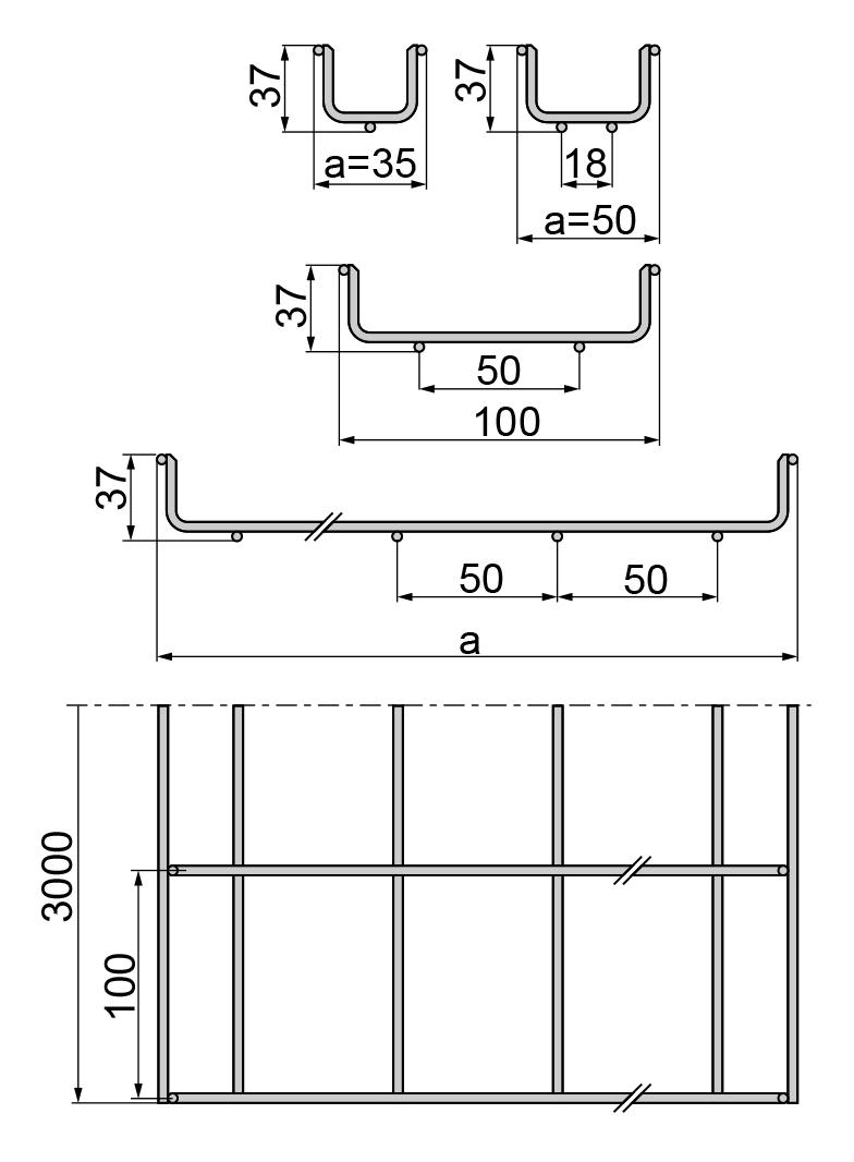 Korytko siatkowe KDS100H35/3E