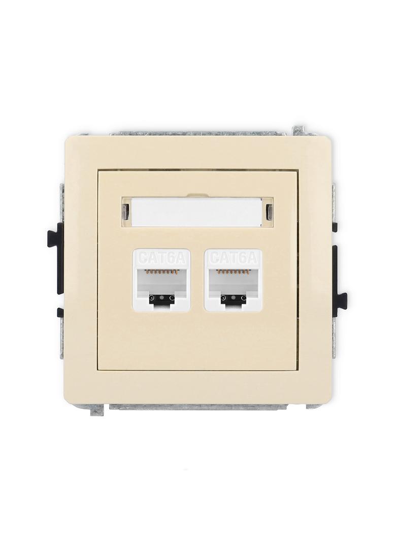 DECO Mechanizm gniazda komputerowego podwójnego 2xRJ45, kat. 6A, 8-stykowy beżowy