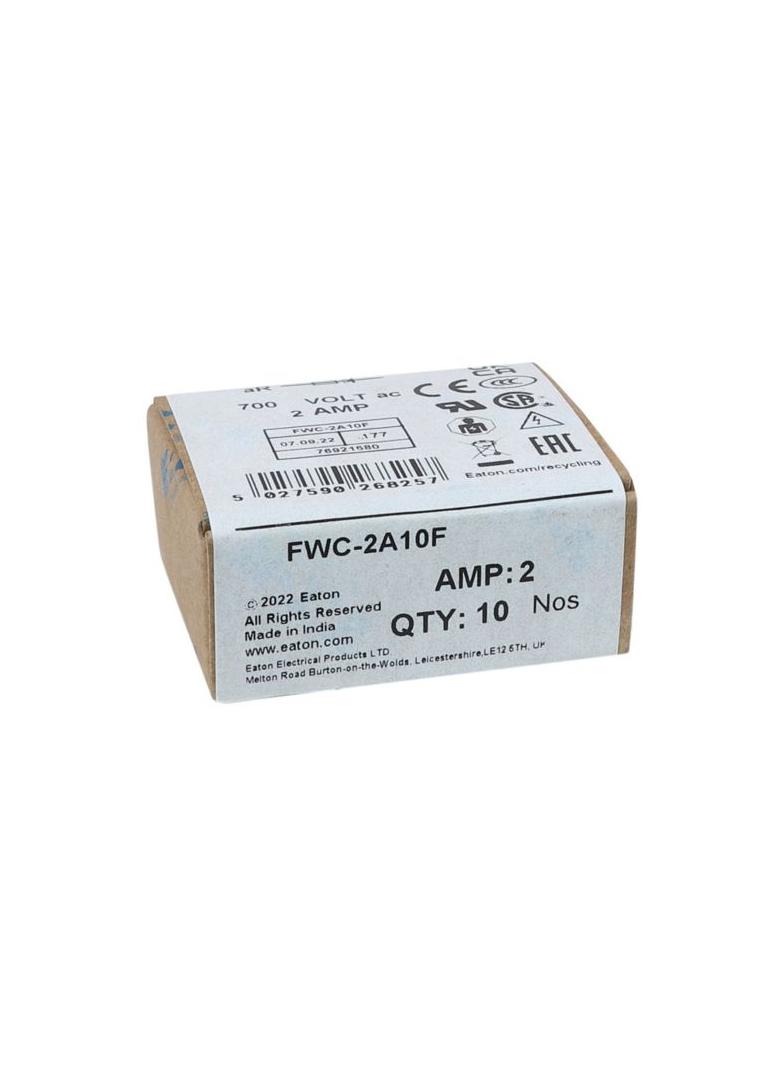 2AMP 700V AC UL FERRULE 10x38MM FUSE Wkładka szybka 2A AC 700V 10x38 mm aR UL FWC-2A10F EATON