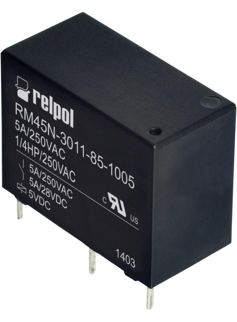 Przekaźniki miniaturowy 1P 5A 5V DC PCB RM45N‑3011‑85‑1005 2614957 RELPOL