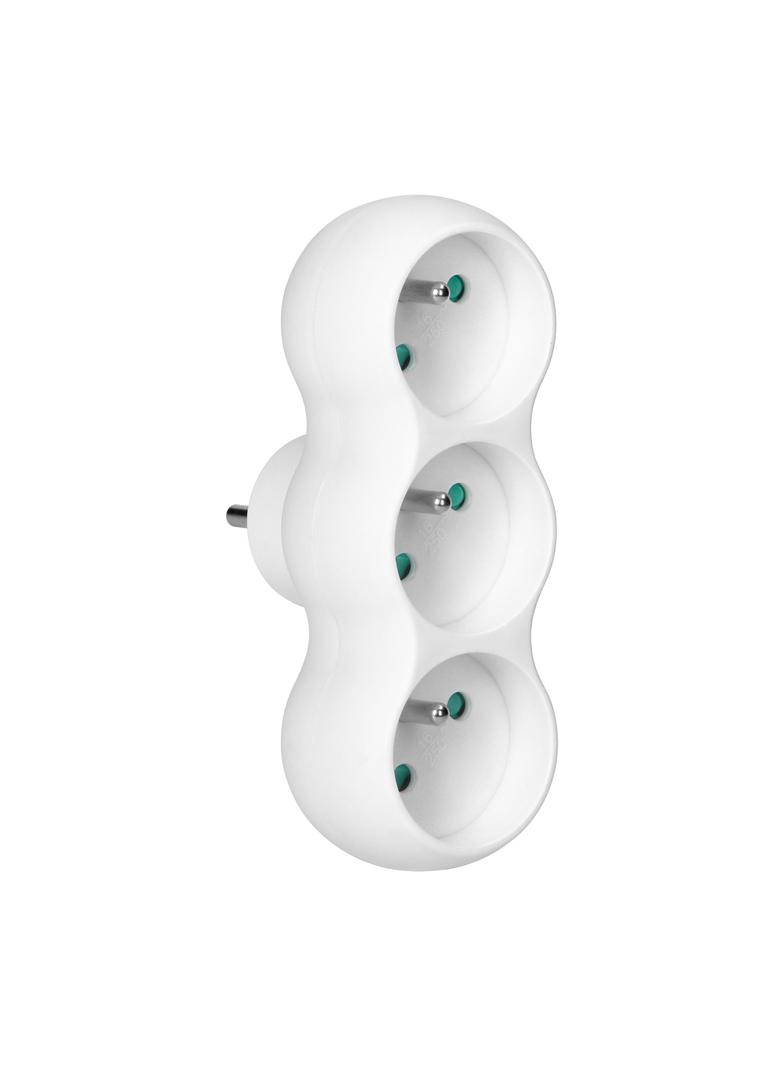 Rozgałęźnik bałwanek 3x2P+Z wtyczka centralna biały OR-AE-13251 ORNO