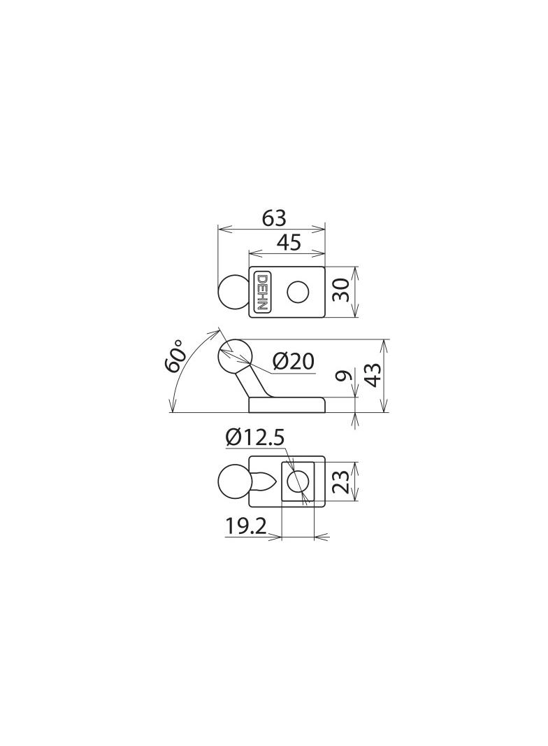 Punkt mocowania kulowy fi 20 mm skośny