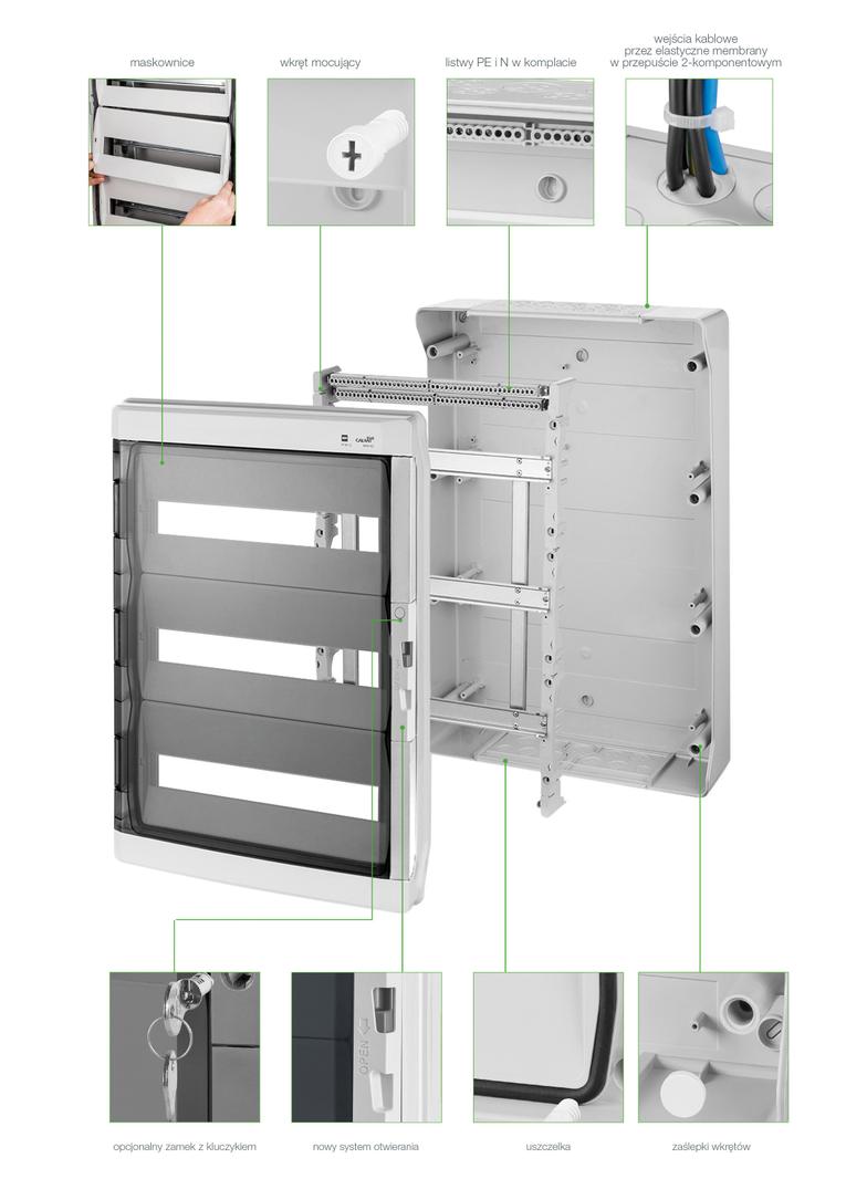 GALANT PLUS RN 3/54 drzwi transparentne (N+PE) IP65