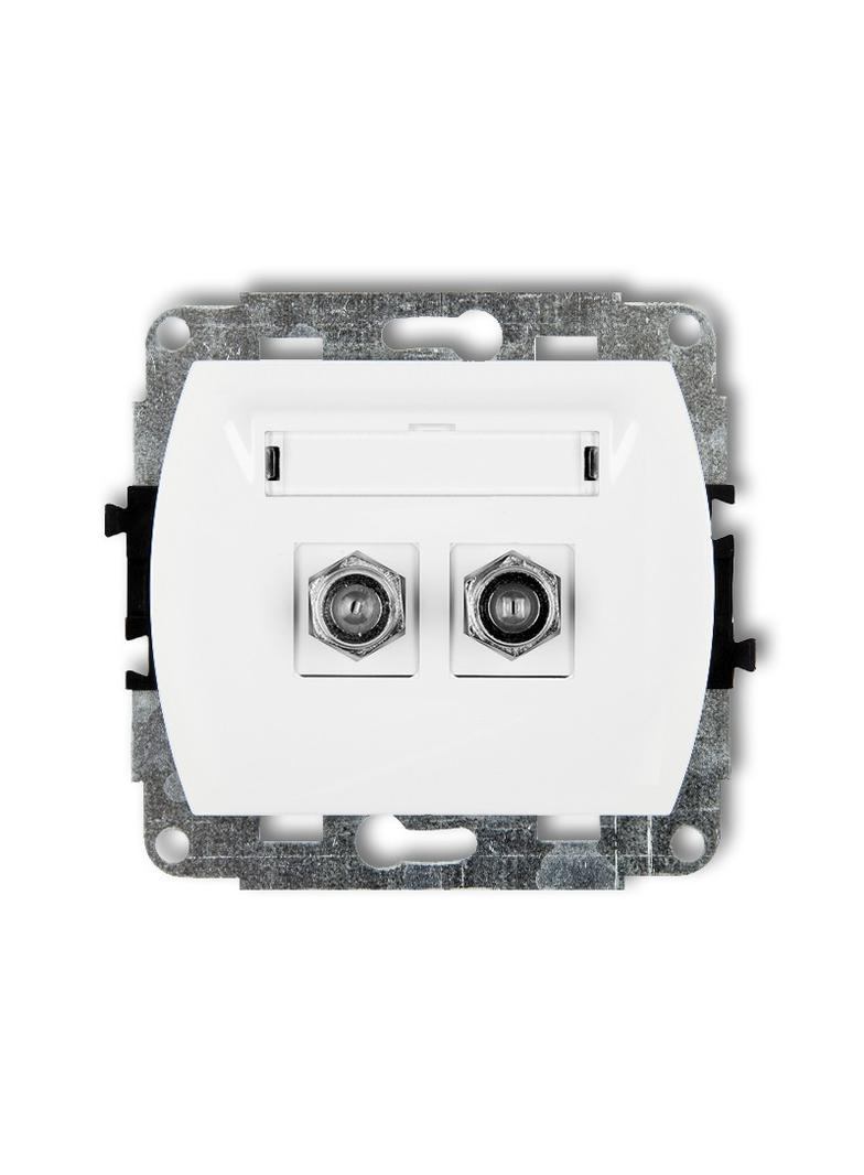 TREND Mechanizm gniazda antenowego podwójnego typu F (SAT) pozłacany biały