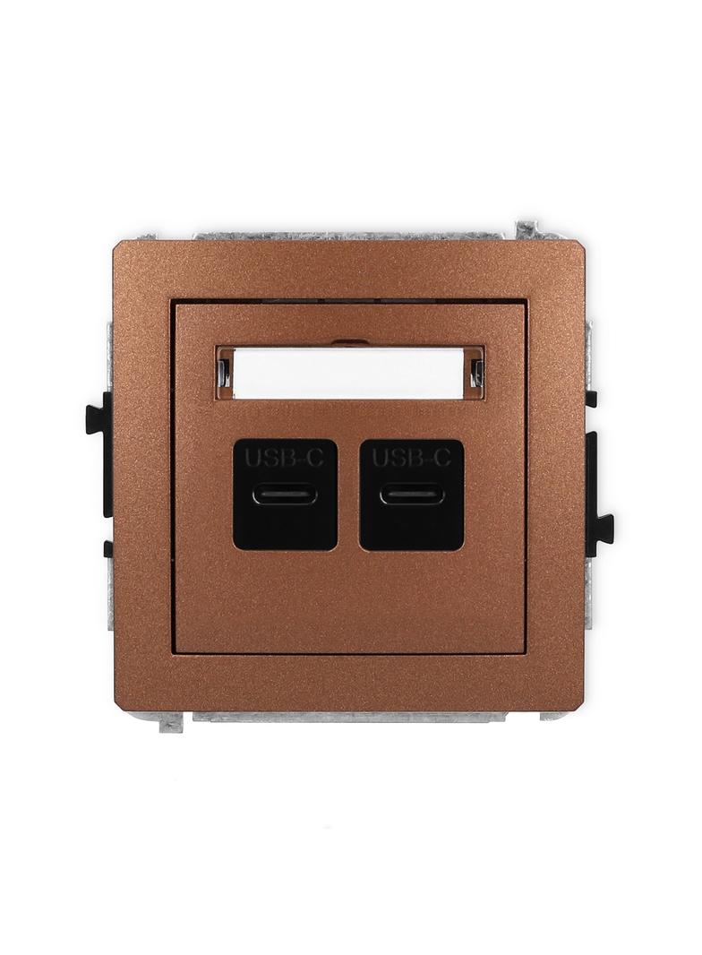 DECO Mechanizm gniazda podwójnego 2xUSB C-C brązowy metalik