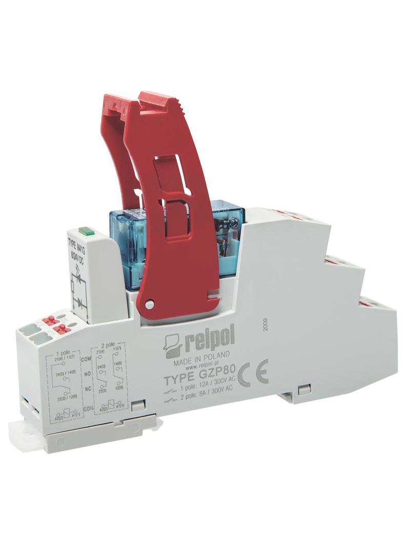 Przekaźnik interfejsowy PUSH-IN 2P, 24 VDC, 8A, przek. wykonawczy - przeźroczysta obudowa PI84-024DC-M41G-PS-2012-01 864990 RELPOL
