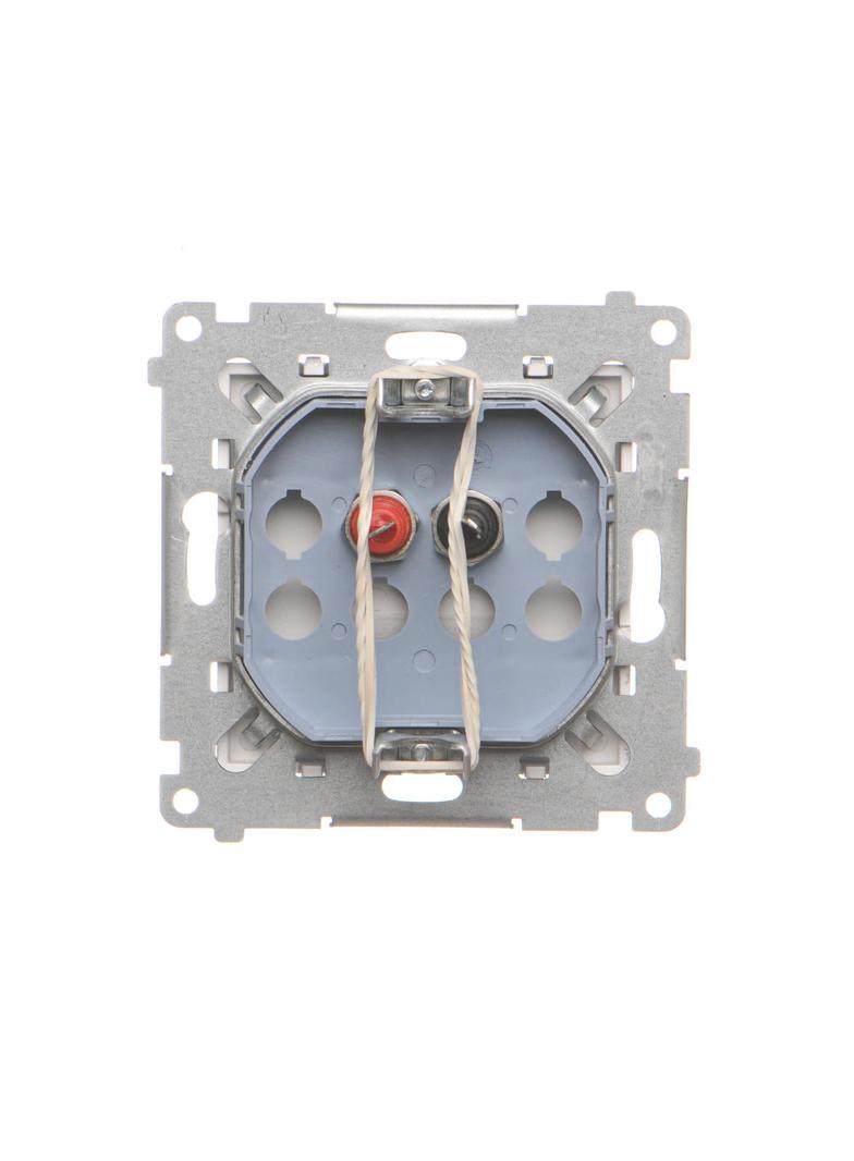 Simon 55 Gniazdo głośnikowe pojedyncze 1-krotne Przekrój przewodów dla wejścia i wyjścia 2,5 mm2 Aluminium mat TGL1.01/143 KONTAKT