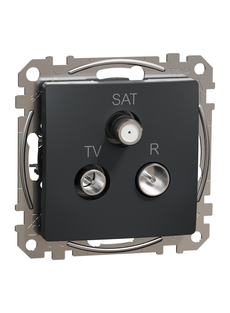 Sedna Design & Elements Gniazdo antenowe R-TV-SAT przelotowe 10dB czarny antracyt SDD114488 Schneider