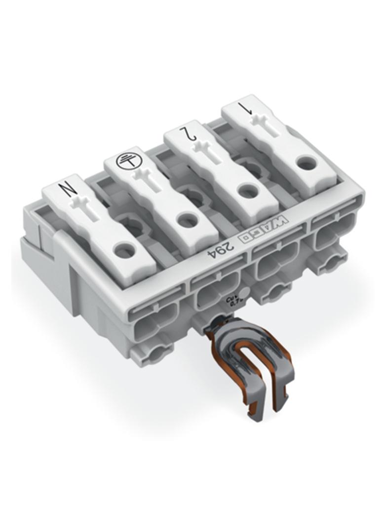 złączka zasilająca 4-biegunowa ze stopkami ze styk. PE