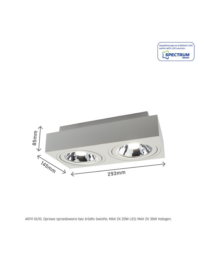 MIRORA AR111 X2 NATYNKOWA GU10 250V IP20 293X145X 85mm BIAŁY prostokątna ruchoma