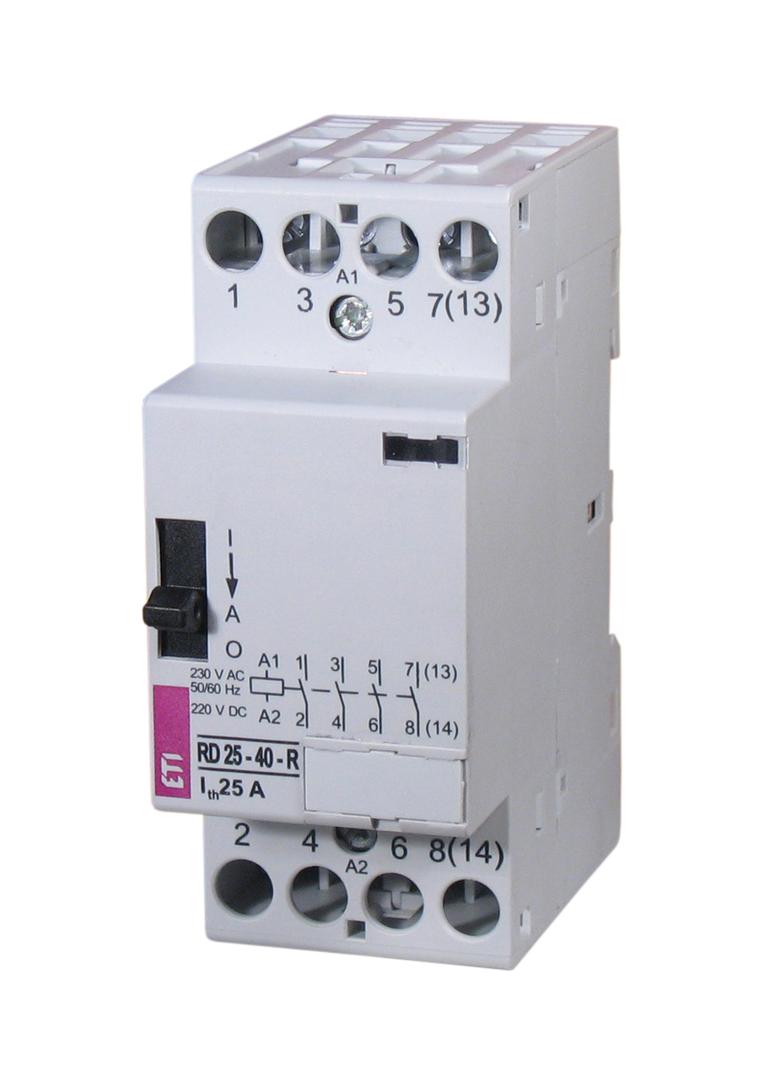 Stycznik modułowy ze sterowaniem ręcznym 25A 4R 2M 4P RD 25-04-R-24V AC/DC 002464067 ETI