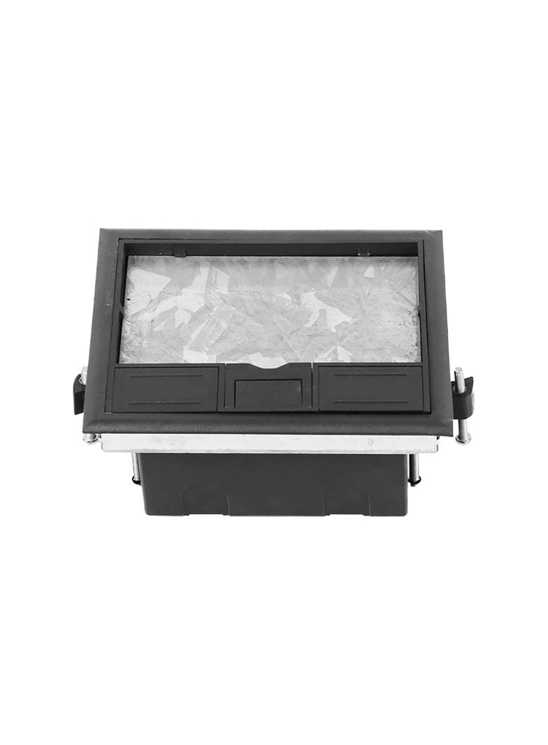Puszka podłogowa na gniazda modułowe 4 x 45x45mm lub 8 x 22,5x45mm, pokrywa: materiał własny, czarna