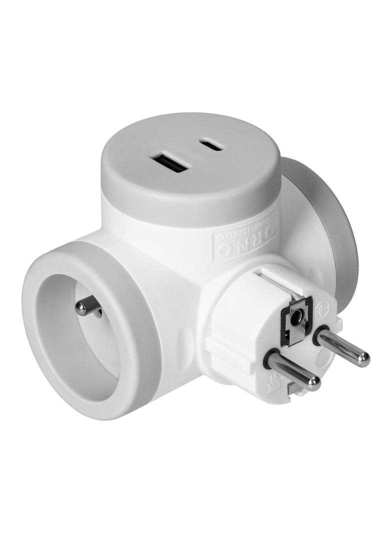 Rozgałęźnik elektryczny 2 gniazda USB + USB-C szybkie ładowanie OR-AE-13281/G ORNO