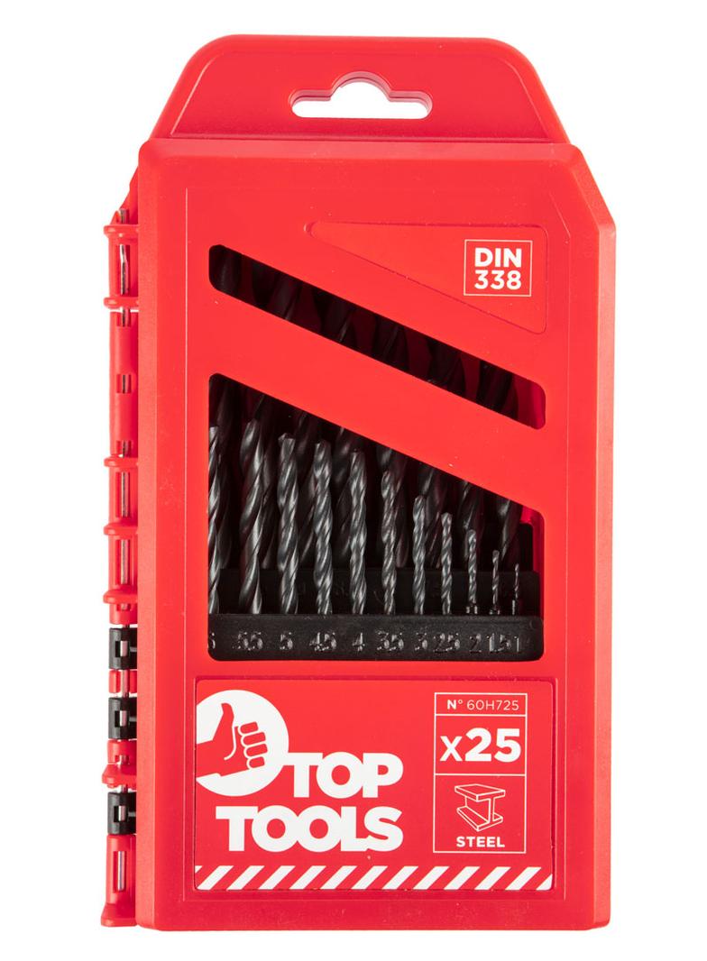Wiertła do metalu HSS, 1.0-13.0 mm, zestaw 25 szt.