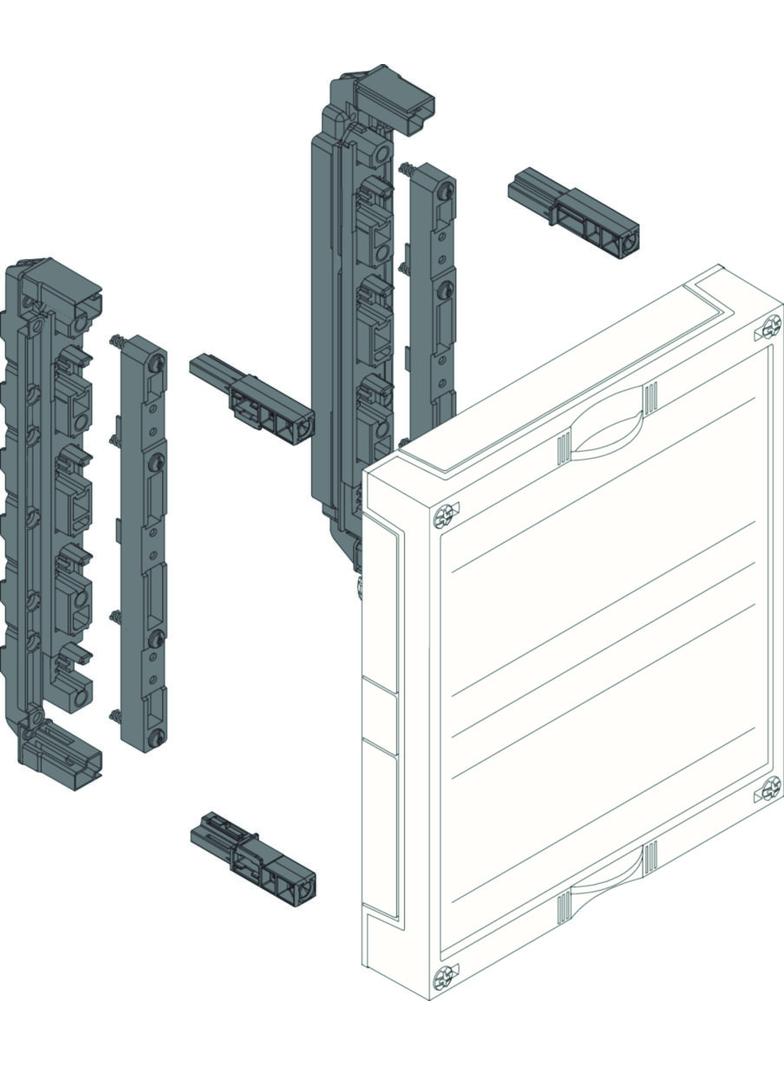 univers N Blok dla szyn zbiorczych poziomych 12/20/30x5/10mm 60mm 4-pol. 300x250mm UE21E0 HAGER